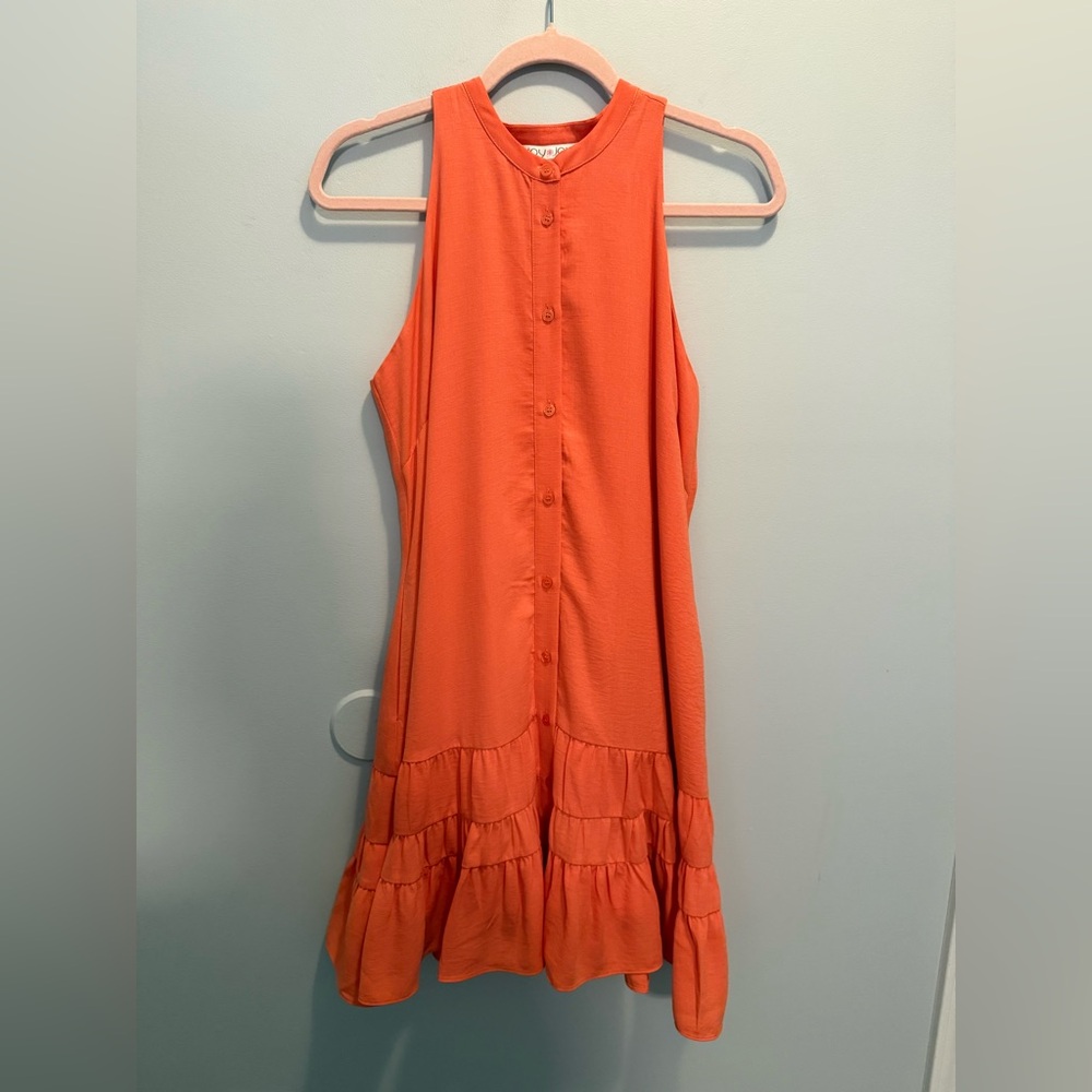 NWT Joy Joy Sleeveless Orange Mini Dress Medium Boho Flowy Summer